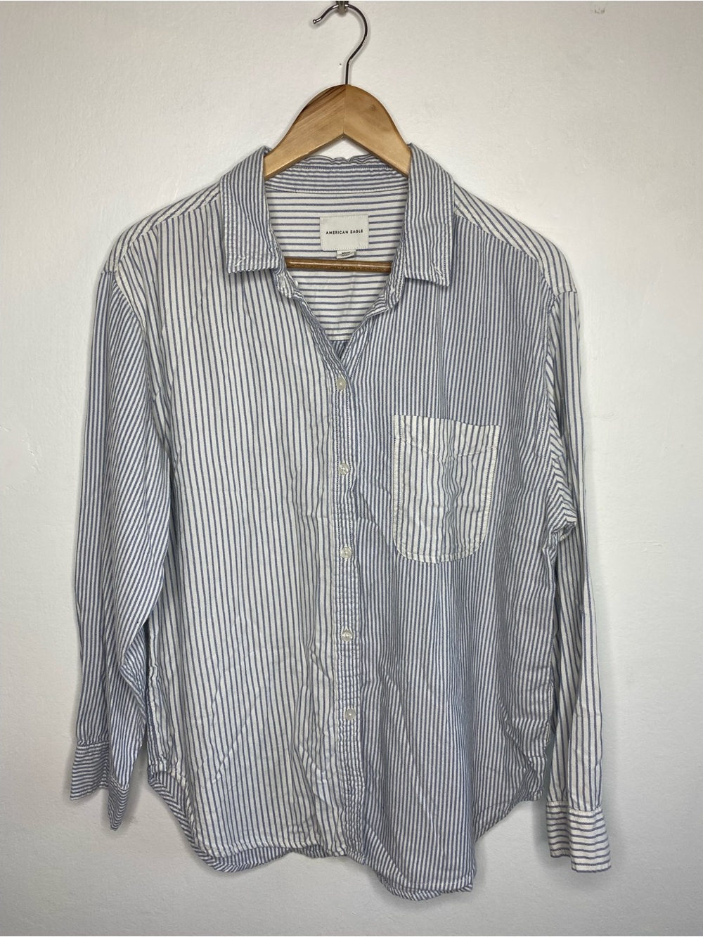 AE Mixed Stripes button down Shirt Size M relaxed fit Coastal classic  comfy